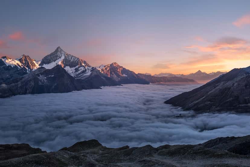 Panoramic mountain landscape, an ideal photo for a three-panel canvas set